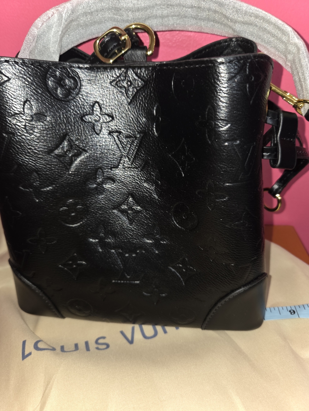 Mini Black Embossed Monogram Small Shoulder Bag With Box Twilly